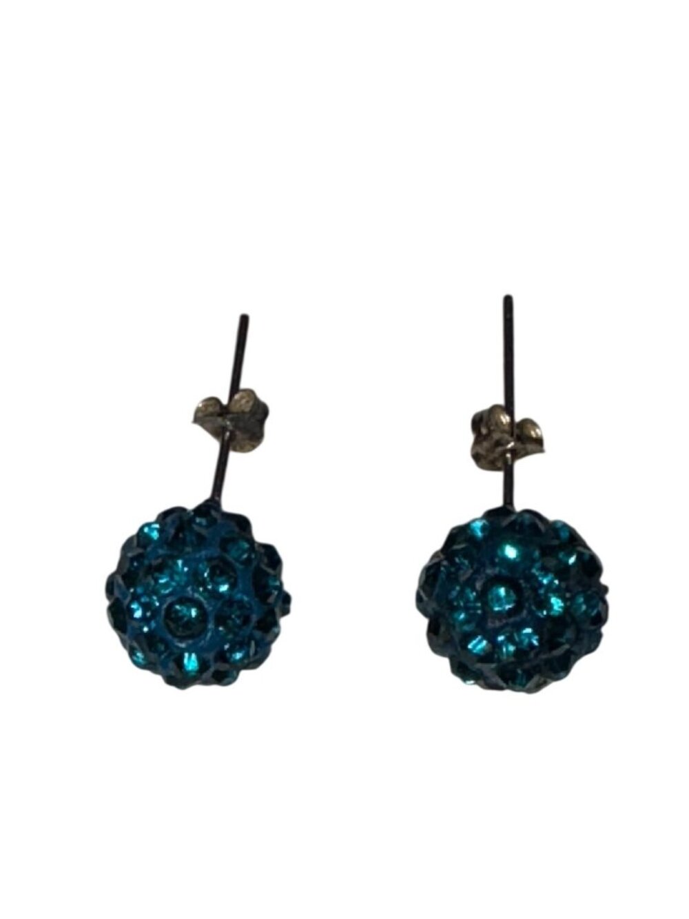 Sparkling Blue Crystal Ball Stud Earrings – Rhinestone Design Lightweight & Styl - Picture 3 of 7